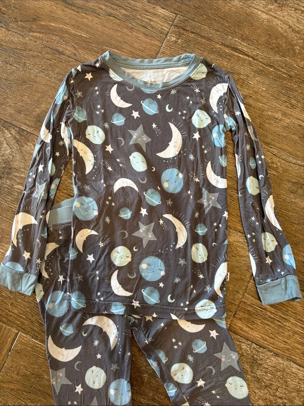 Little Sleepies Blue to the Moon and Back Kids Pajama Set Print